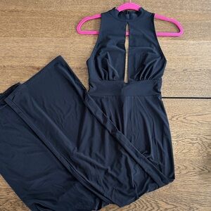 Black Sleeveless Maxi Jumpsuit with Keyhole Front UK Size 10 - US Size 4/6